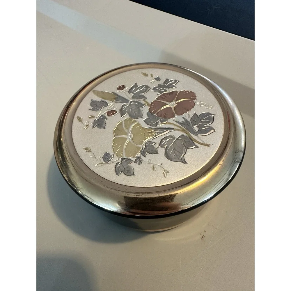 Vintage Himark Chokin Jewelry Trinket Box Porcelain‎ Floral Made In Japan 4